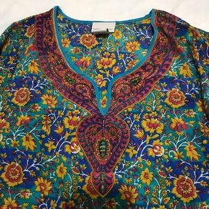 Soft Surroundings Floral Blouse Shirt Boho Floral